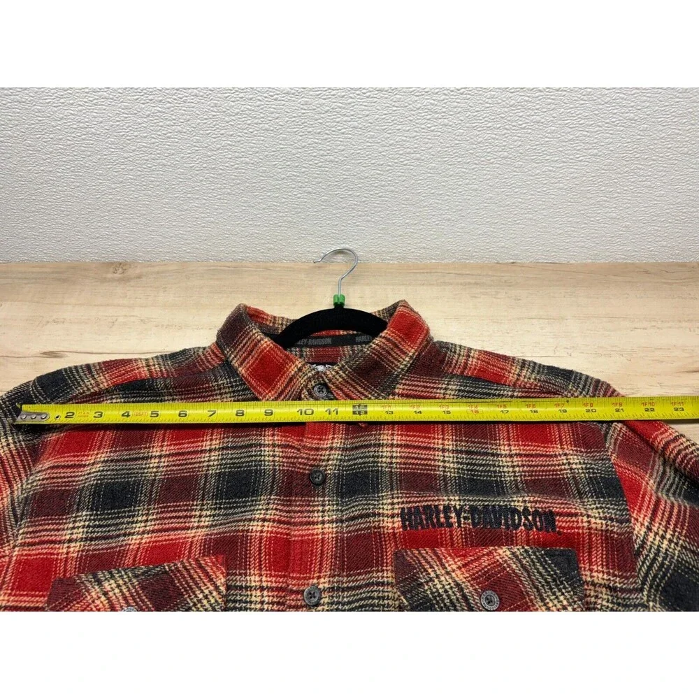 Harley Davidson Mens Long Sleeve Plaid Shirt Button Down Size: L 100% Cotton